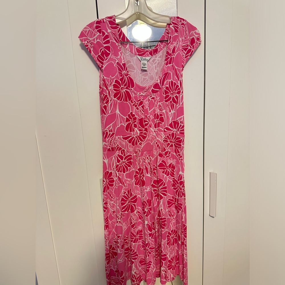 Lilly Pulitzer Pink Floral Midi Dress
